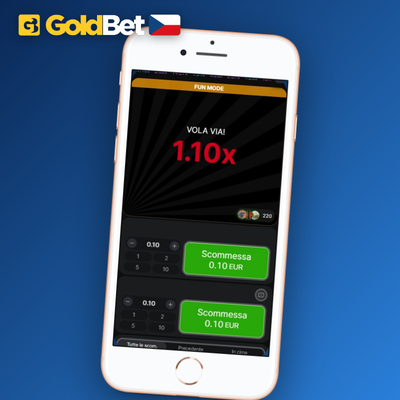 Funkce dual bet v Aviator hře Goldbet Casino — dva sázkové panely s různým cashout