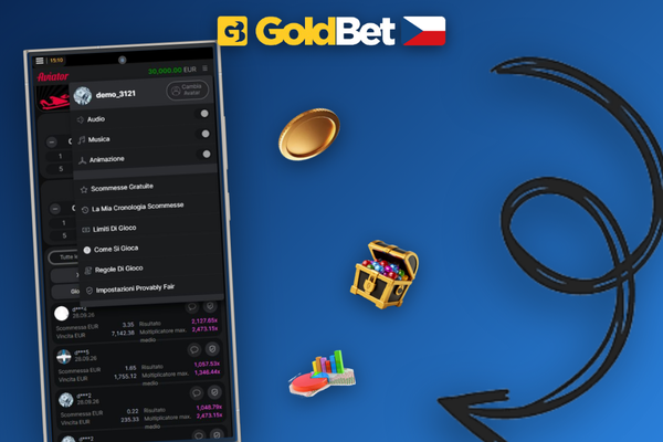 Živý chat hráčů v rozhraní Aviator Goldbet Casino s notifikacemi výběru v reálném čase