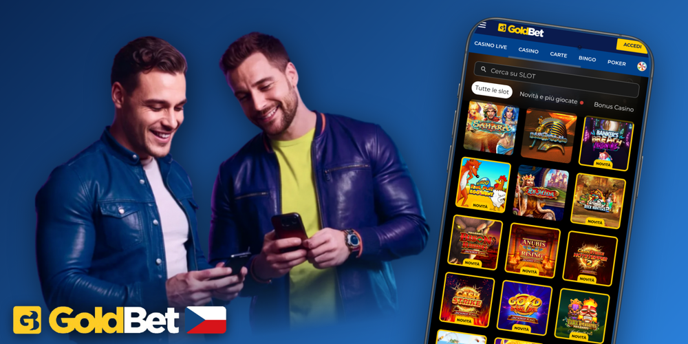 Dva smartphony s Goldbet app — herní lobby a live sázkový kancelář na jednom snímku