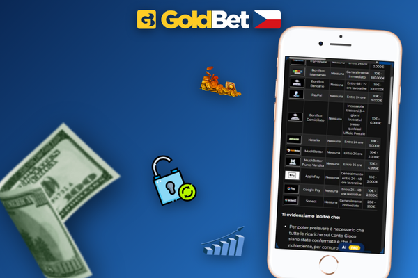 Mobilní rozhraní pokladny Goldbet Casino s polem pro výběr v CZK
