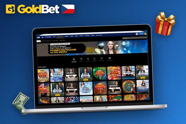 Goldbet Casino pro PC zobrazuje herní lobby se sloty v samostatném okně