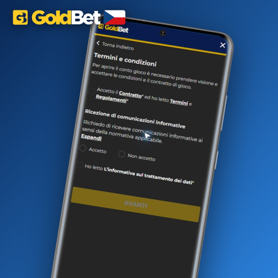 Vyplňte registrační formulář Goldbet Casino a nastavte měnu účtu na CZK