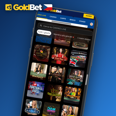 Mobilní sázková obrazovka Goldbet Casino se živými kurzy fotbalového zápasu